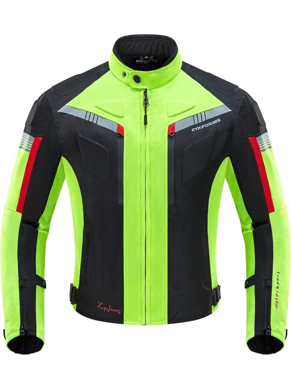 Mens Green Windproof Band Cuff Sleeve Zip-up Long Sleeve Motorcycle Jackets